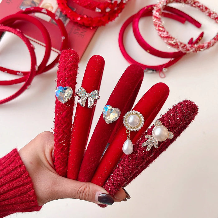 Wine-Red Holiday Headbands