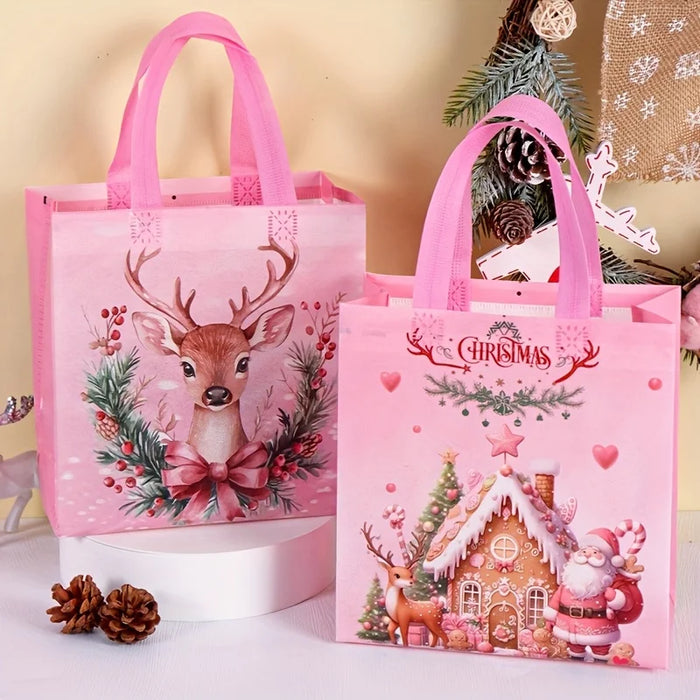 Pink Christmas Gift Tote Bags