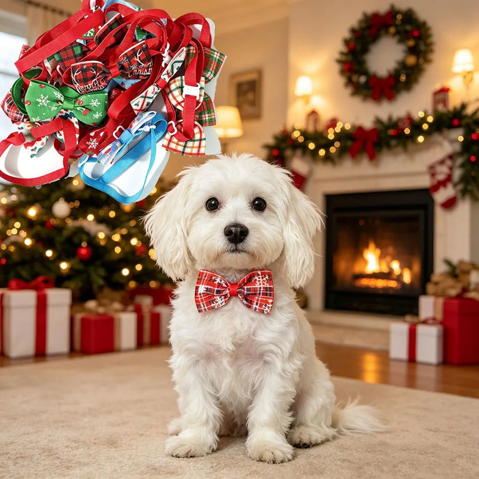 Mixed Christmas Dog Bow Ties — Pack of 10