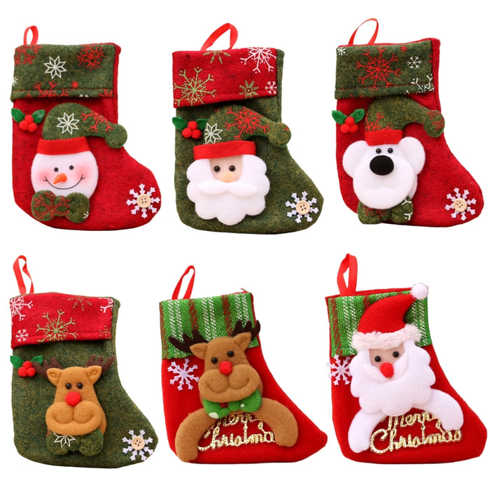Mini 3D Christmas Stockings — Set of 6