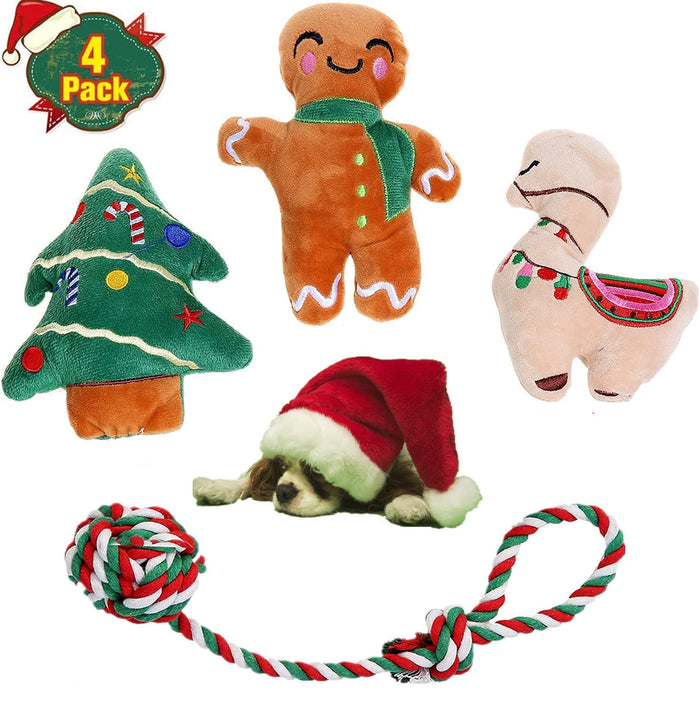 Christmas Plush & Rope Dog Toy Set
