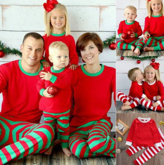 Striped Christmas Pajamas for Kids and Family Outfits