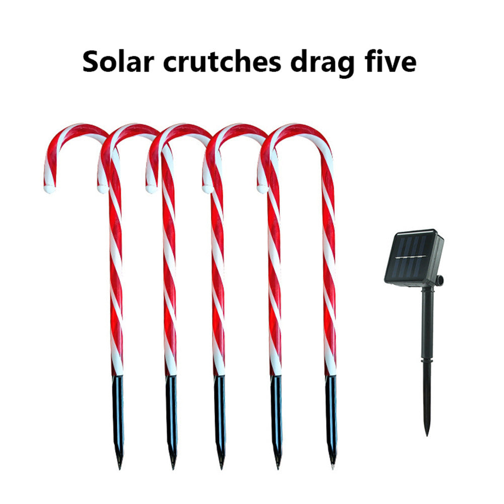 Ground Plug Candy Cane Solar Christmas Lights