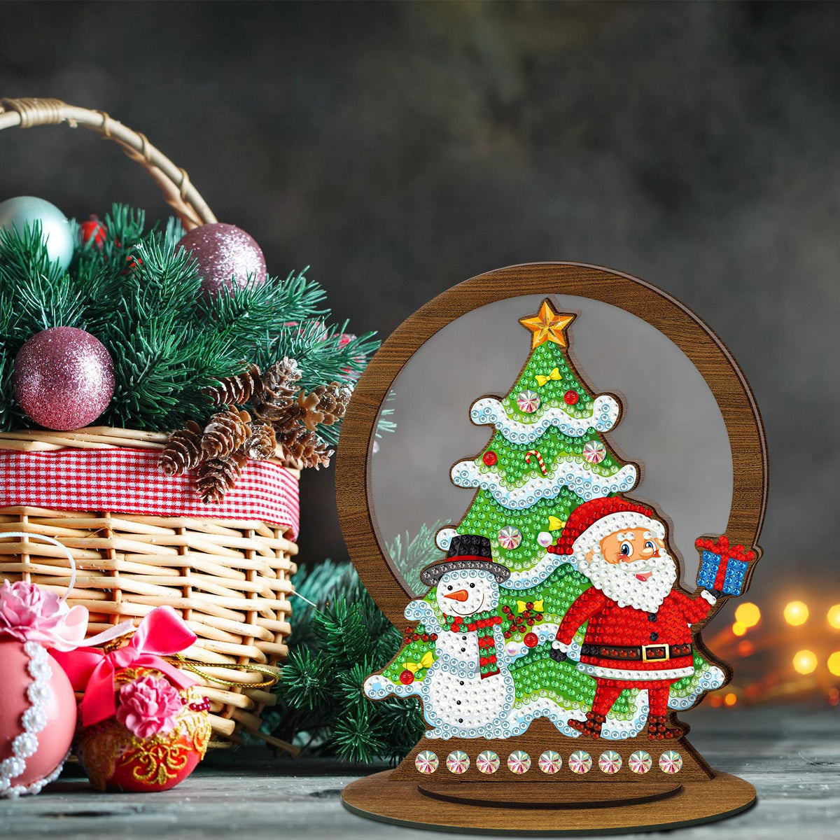 DIY Wooden Diamond Art Display for Christmas Decor