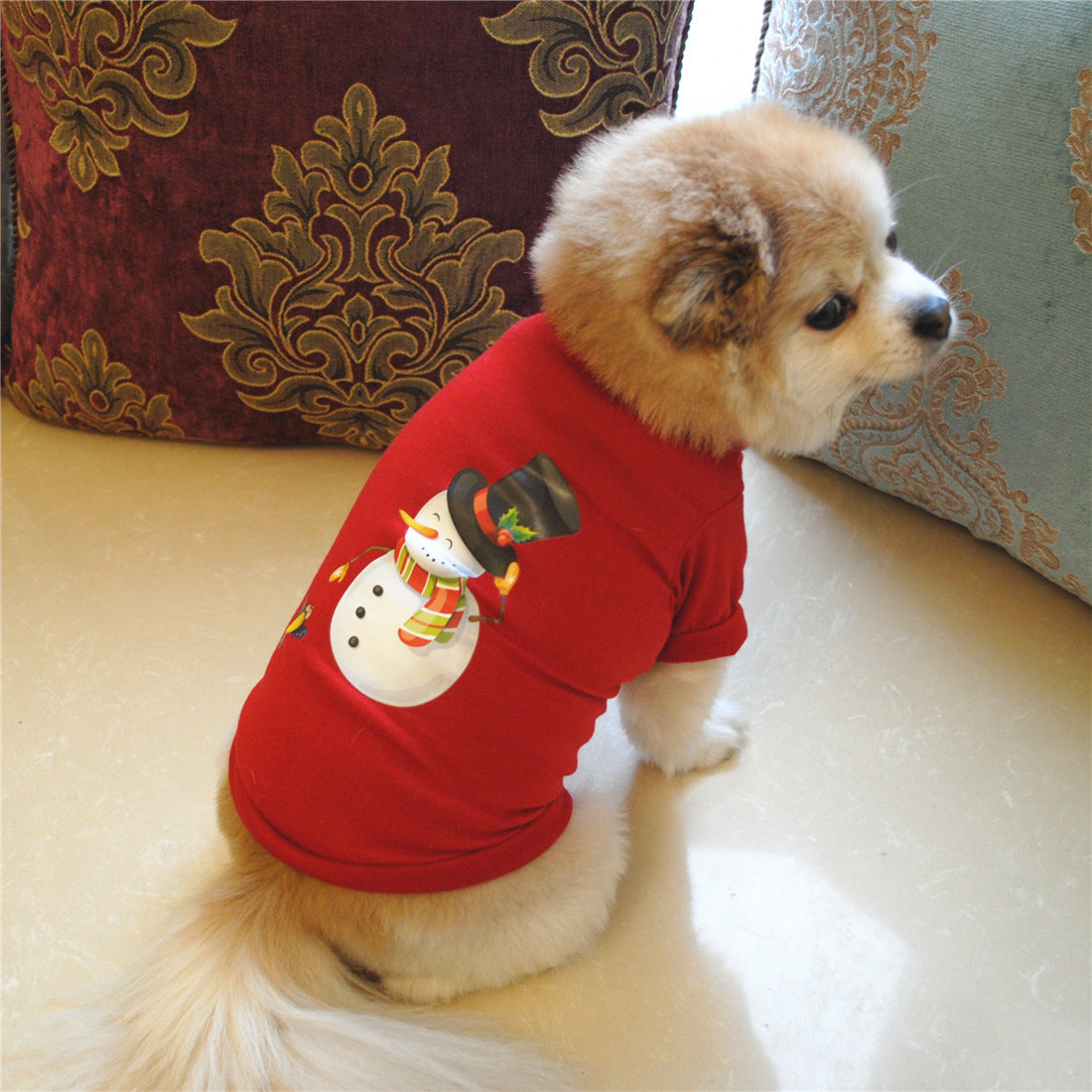 Christmas Pet Dog T-Shirt - Red Holiday Outfit
