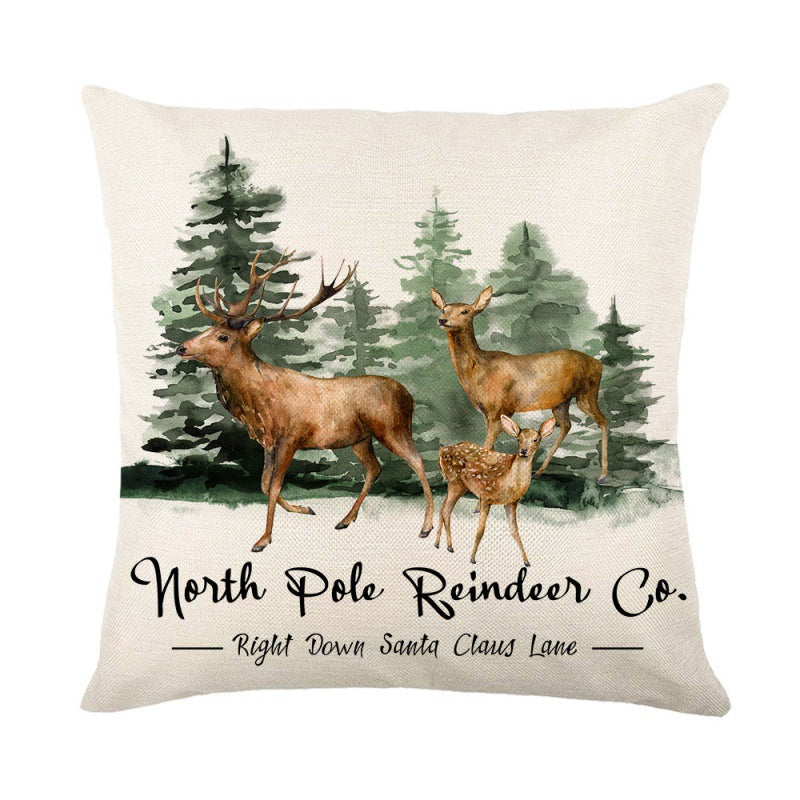 Christmas Tree Elk Print Pillow