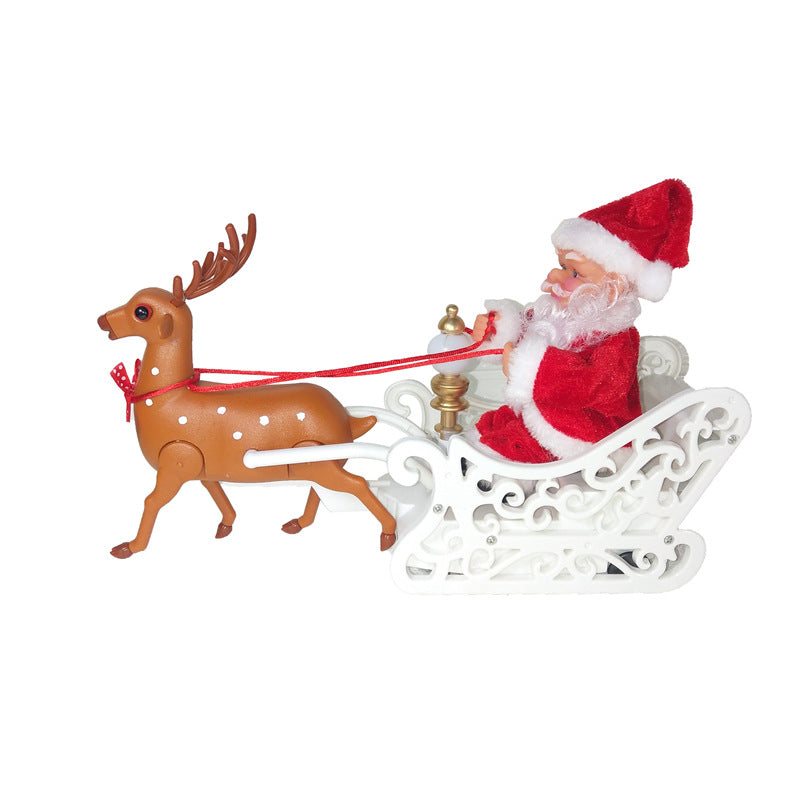 Electric Reindeer Pulling Sleigh Christmas Toy Decor