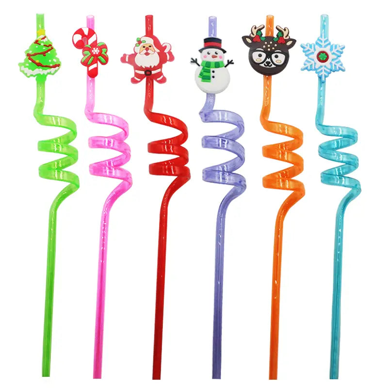 6-Piece Christmas Party Straw Set