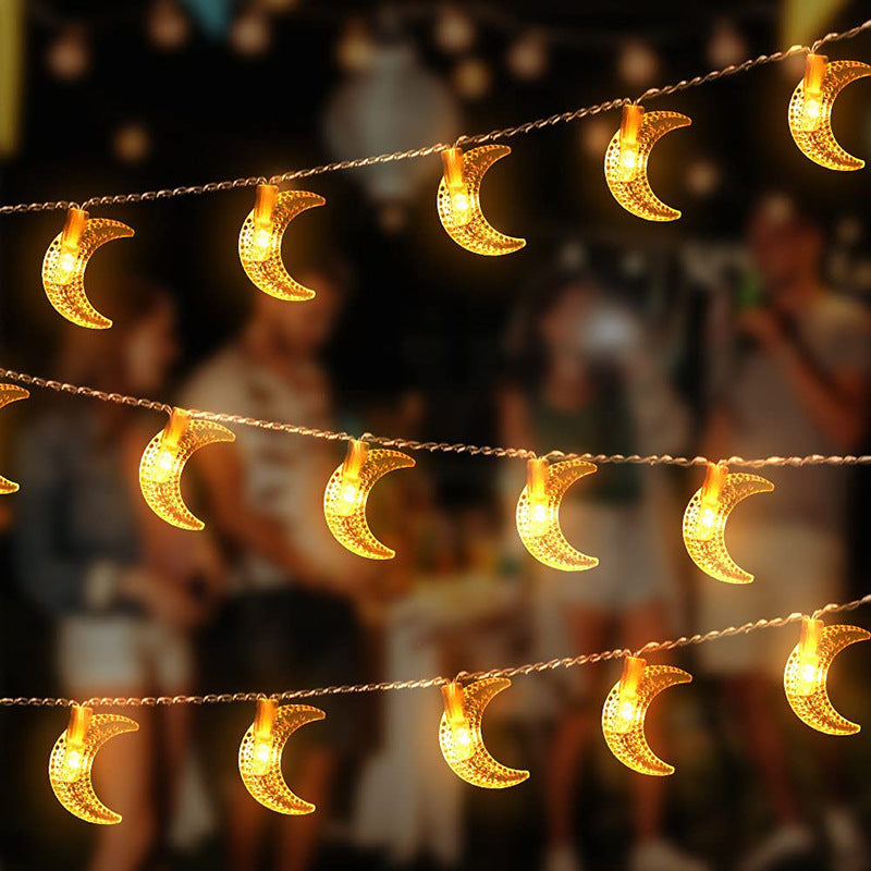 Star and Moon Lantern String Lights for Christmas Decor