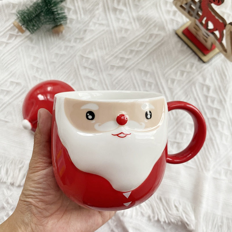 Santa Face Ceramic Mug — Assorted Expressions