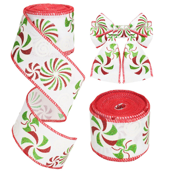 Red & Green Glitter Christmas Ribbon
