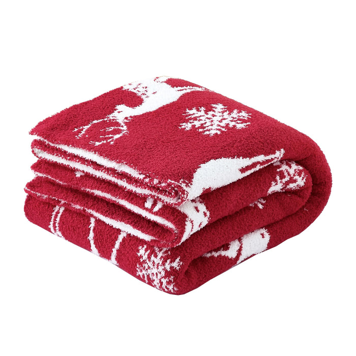 Deer & Snowflake Christmas Throw Blanket