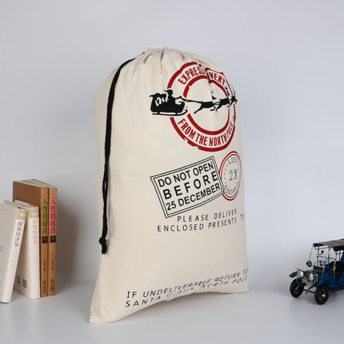 Cotton Eco-Friendly Christmas Gift Bag with Reindeer
