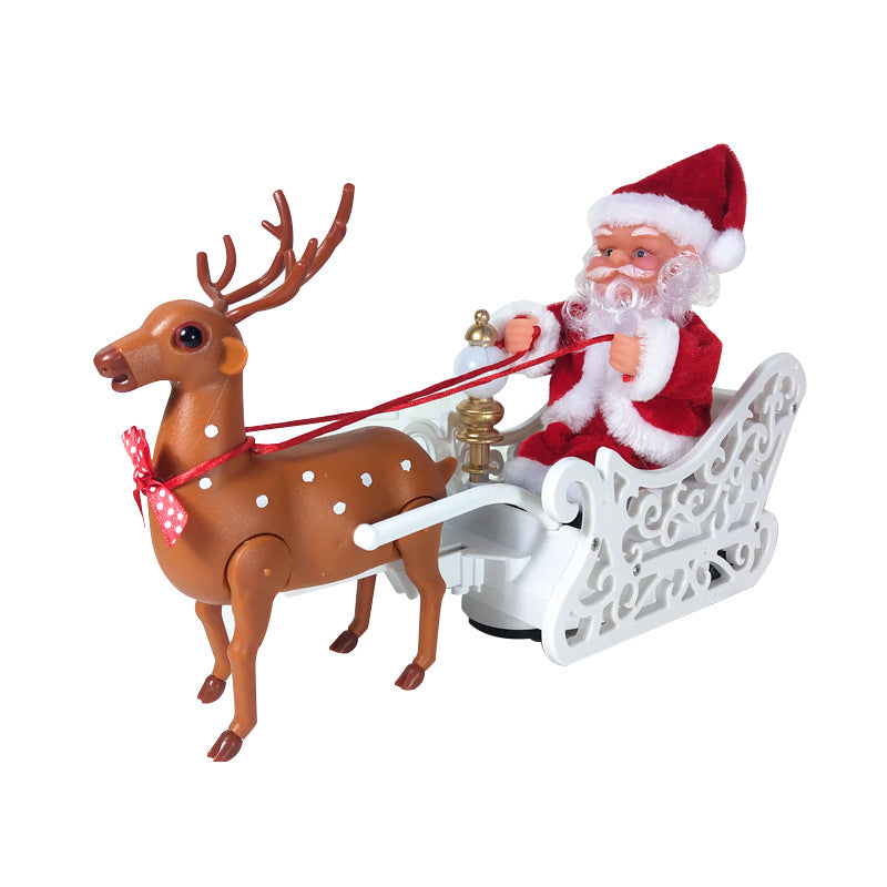 Electric Reindeer Pulling Sleigh Christmas Toy Decor