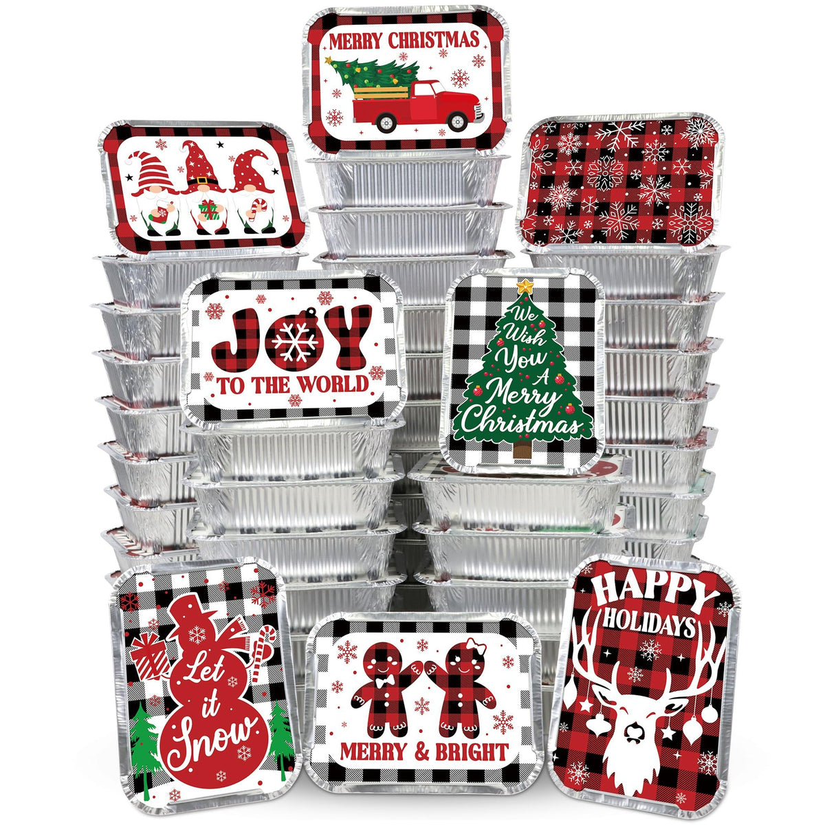 Buffalo Plaid Christmas Food Containers — 48 Pack