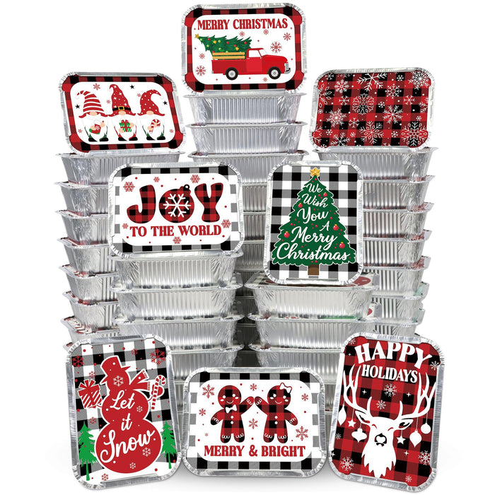 Buffalo Plaid Christmas Food Containers — 48 Pack
