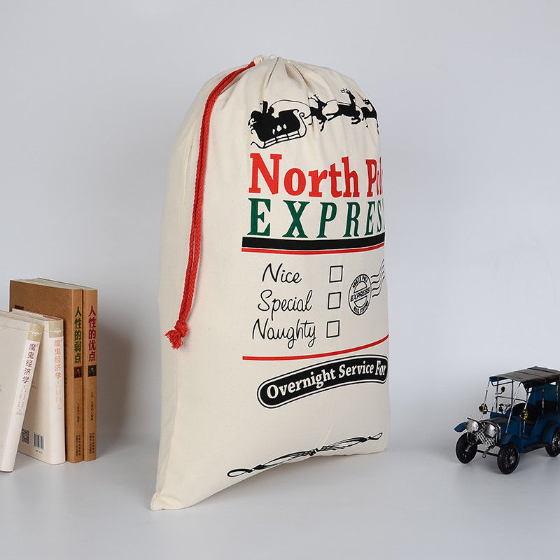Cotton Eco-Friendly Christmas Gift Bag with Reindeer
