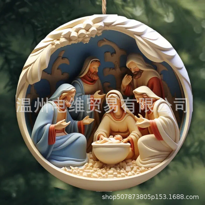 3D Acrylic Nativity Christmas Ornament for Home Decor
