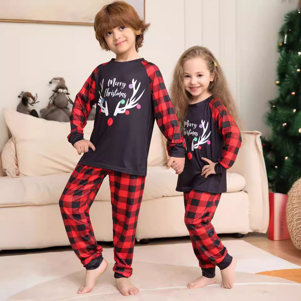 Antler Print Matching Christmas Pajamas