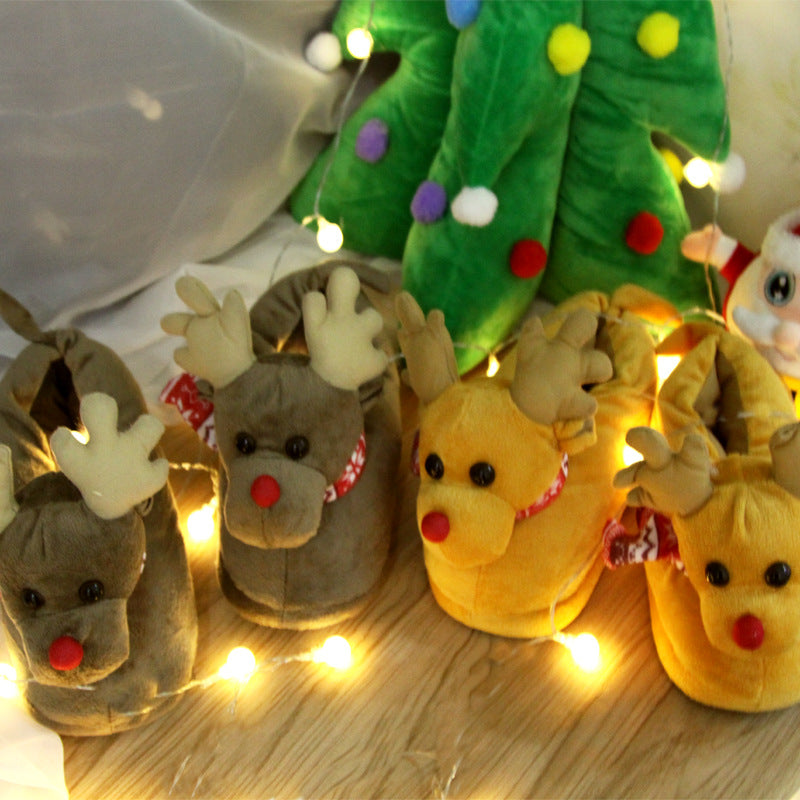 Cute Indoor Couples' Warm Cotton Slippers - Christmas鹿