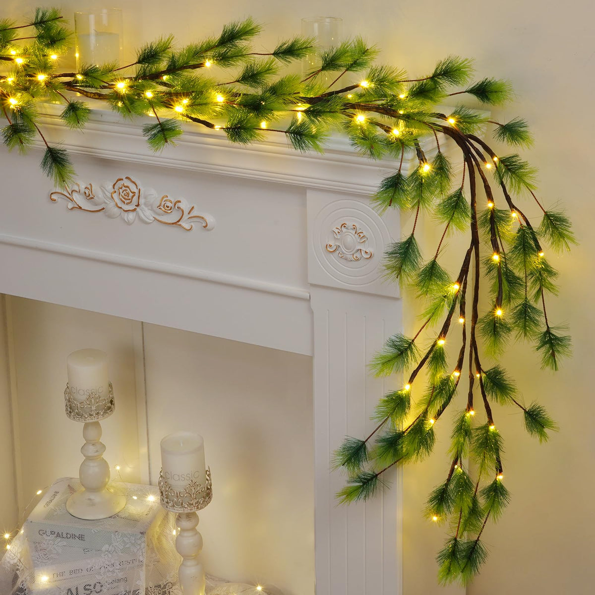 Cedar Christmas Garland with Timer