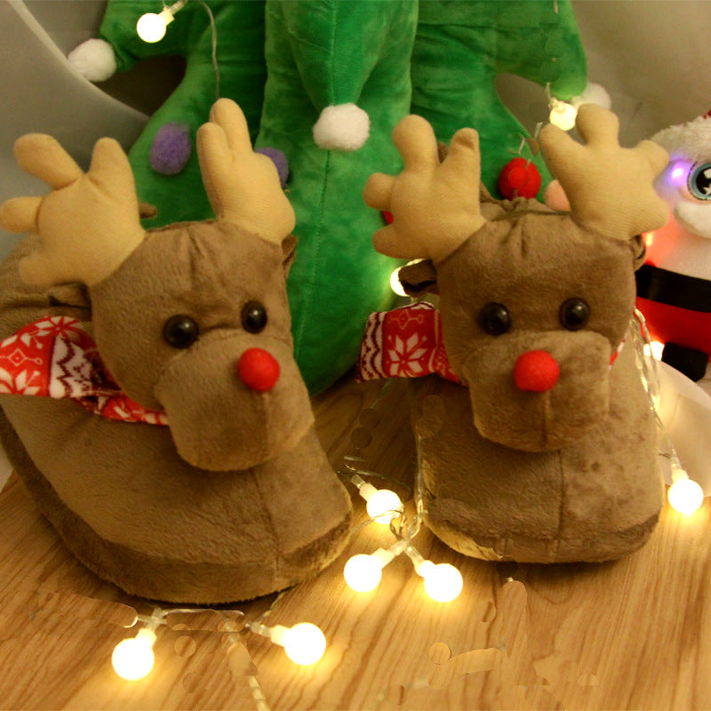 Cute Indoor Couples' Warm Cotton Slippers - Christmas鹿