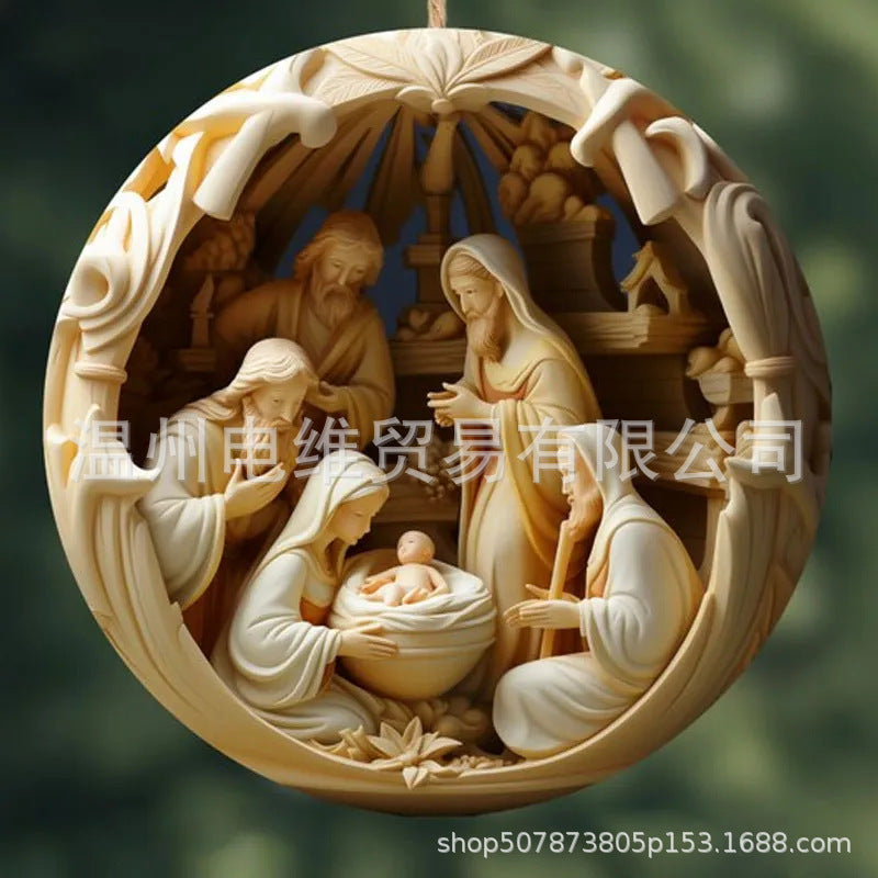 3D Acrylic Nativity Christmas Ornament for Home Decor