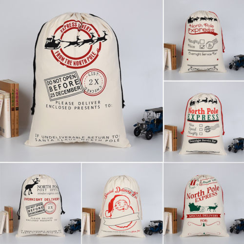 Cotton Eco-Friendly Christmas Gift Bag with Reindeer