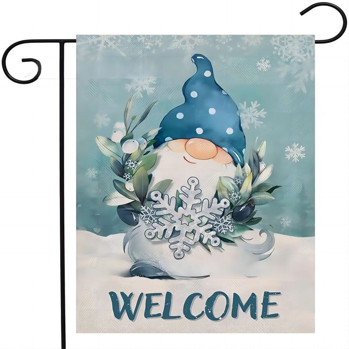 Dwarf Snowflake Pattern Outdoor Christmas Banner