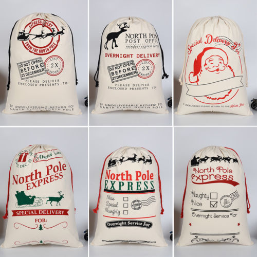 Cotton Eco-Friendly Christmas Gift Bag with Reindeer