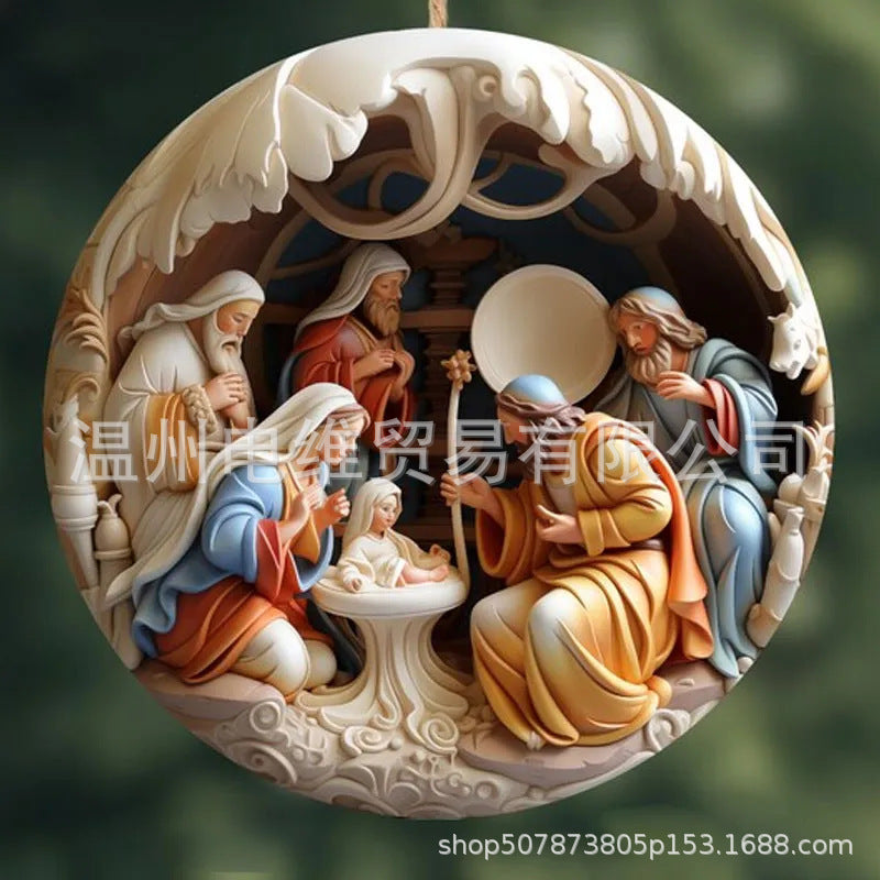3D Acrylic Nativity Christmas Ornament for Home Decor