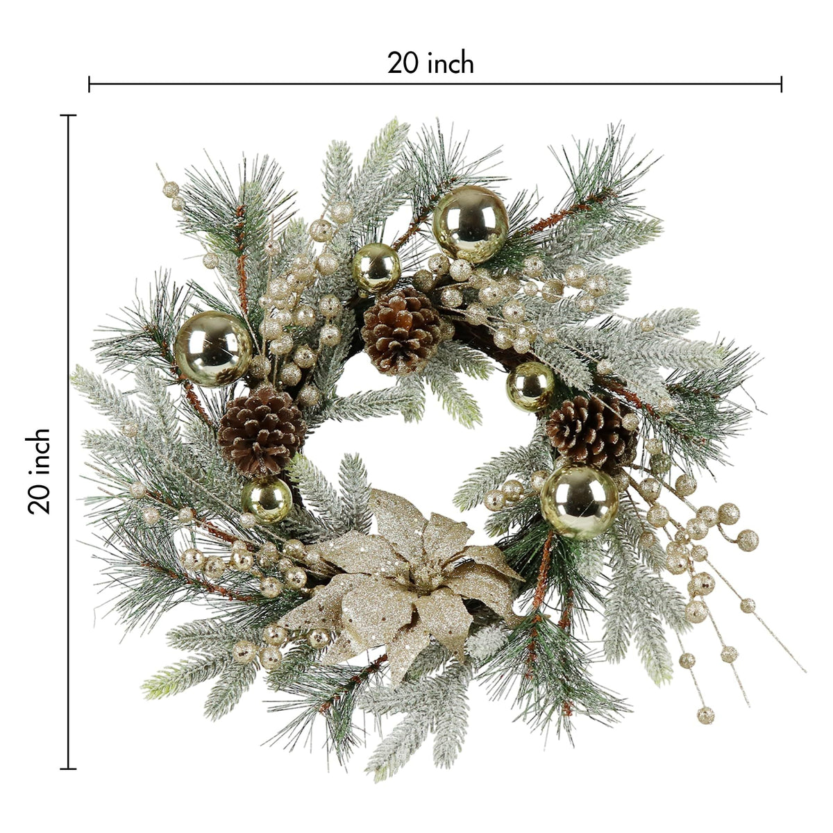 Christmas Wreath 20 Inch Christmas Door Decoration Garland With Warm Lights