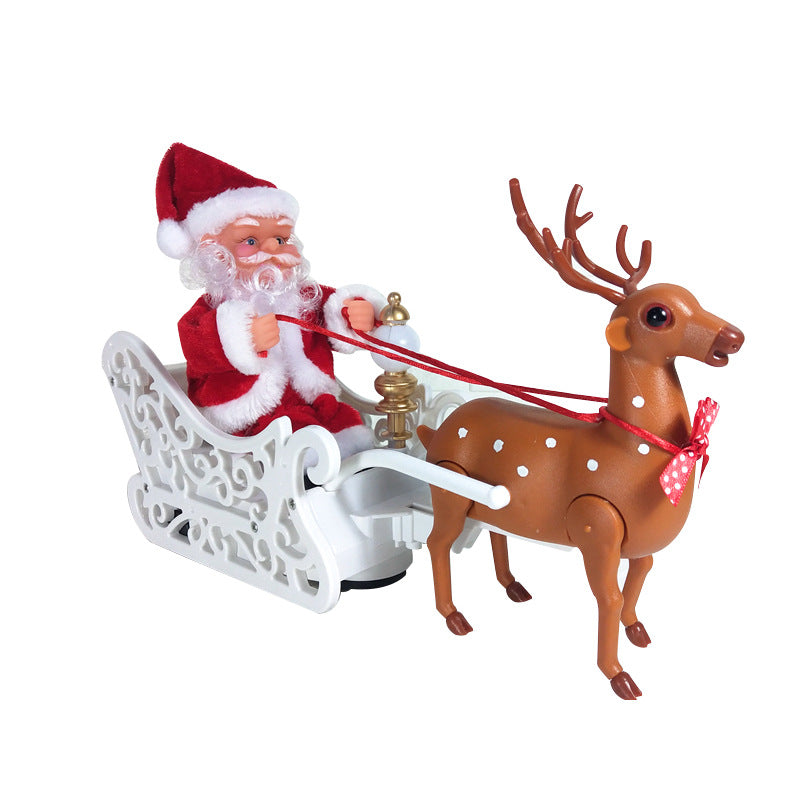 Electric Reindeer Pulling Sleigh Christmas Toy Decor