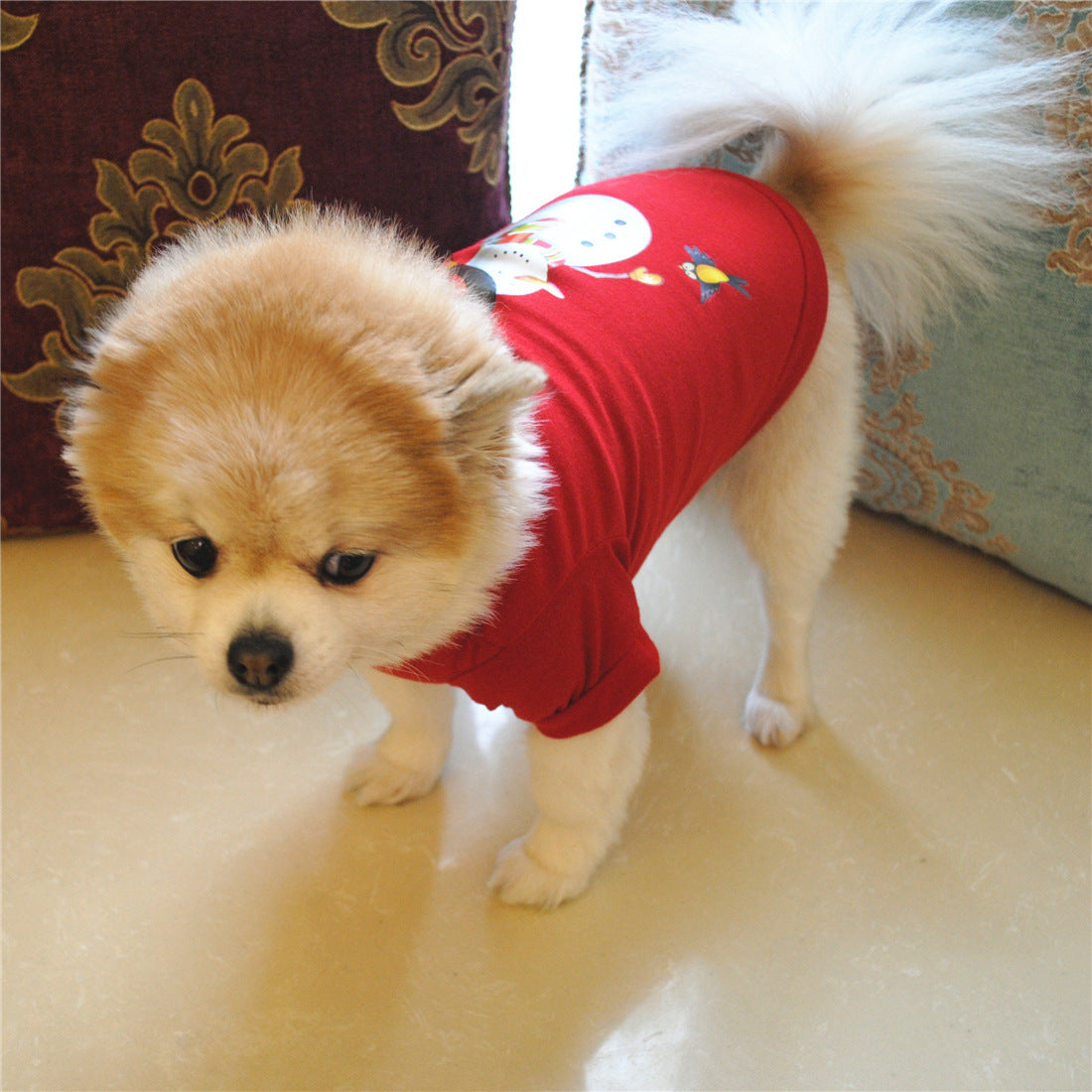 Christmas Pet Dog T-Shirt - Red Holiday Outfit