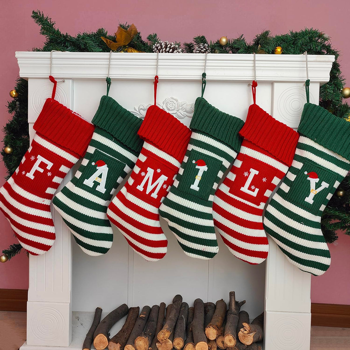 Red Knit Christmas Stocking — Letter R