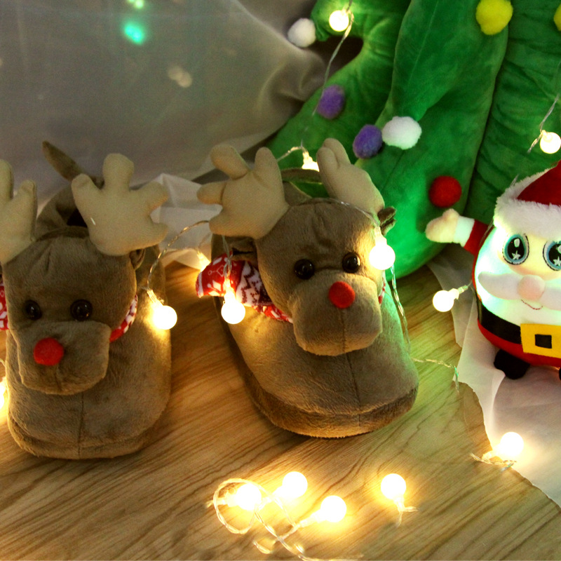 Cute Indoor Couples' Warm Cotton Slippers - Christmas鹿