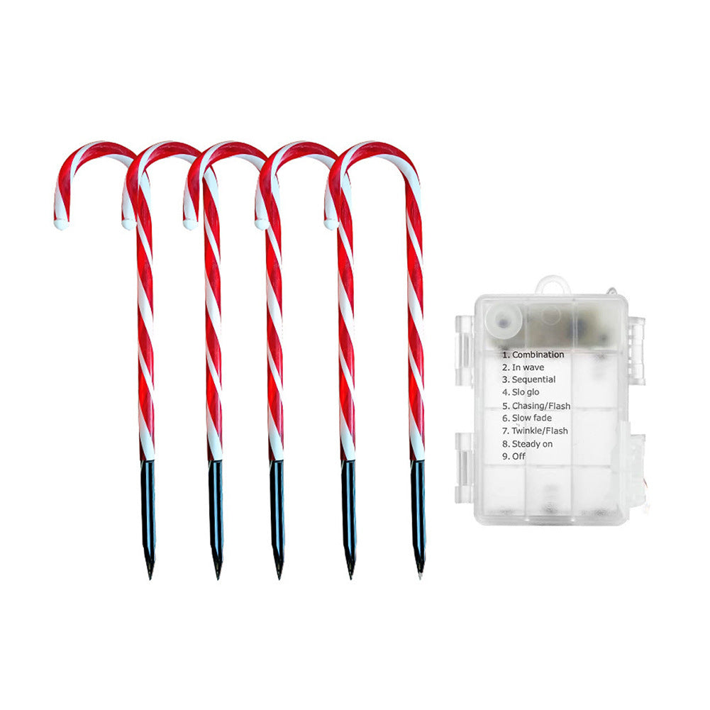 Ground Plug Candy Cane Solar Christmas Lights