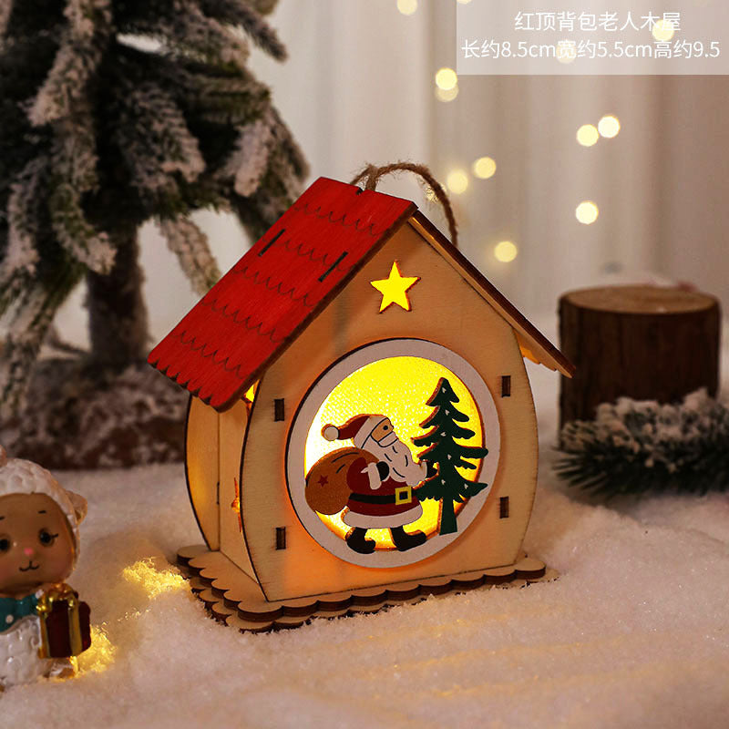 Nordic Style LED Wooden House Christmas Decor Piece