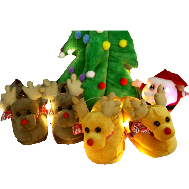 Cute Indoor Couples' Warm Cotton Slippers - Christmas鹿