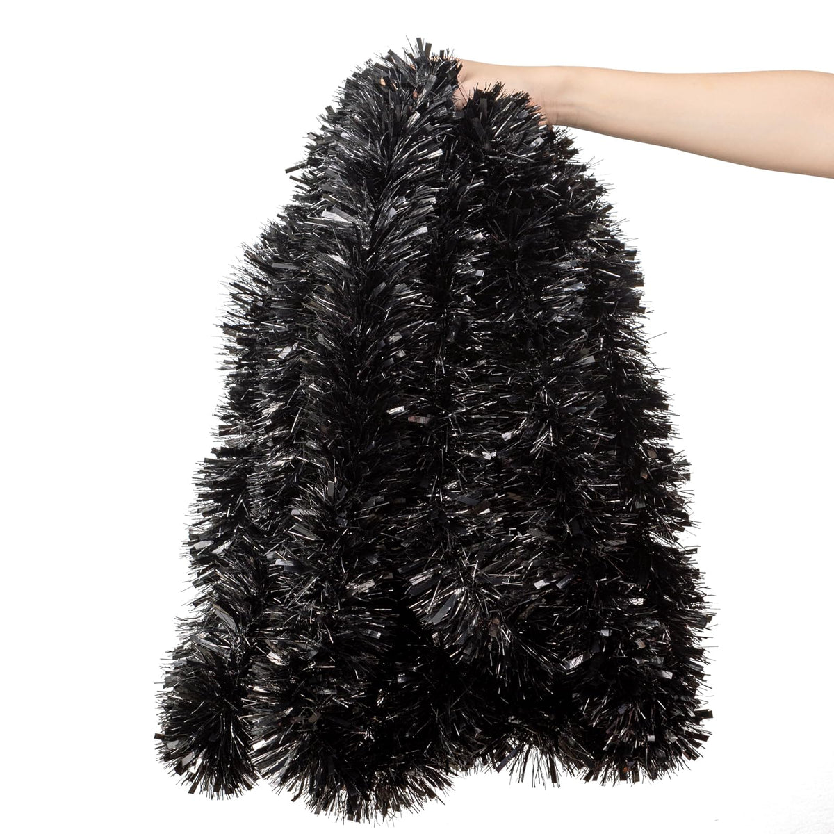 33-Foot Black Christmas Tinsel Garland