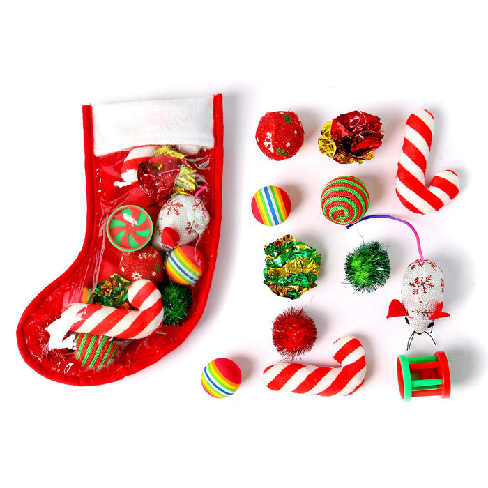 Christmas Cat Stocking & Toy Gift Set
