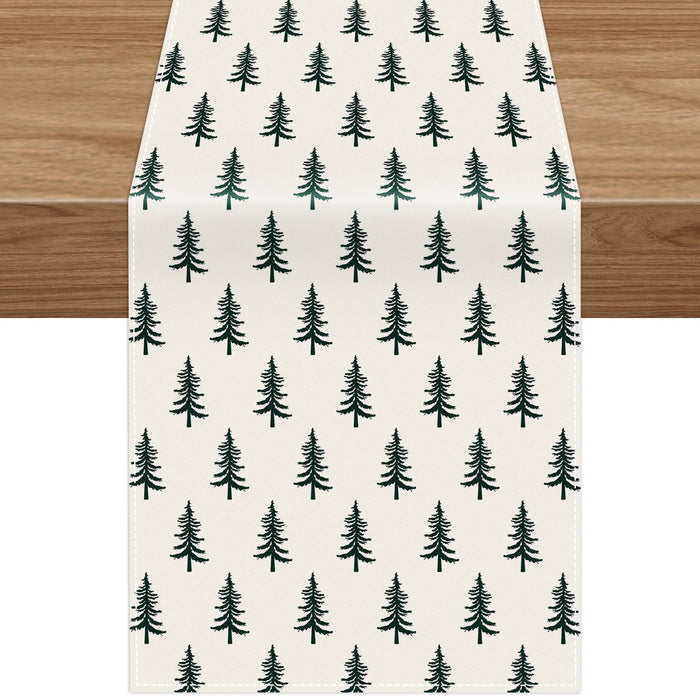 Beige Christmas Tree Table Runner