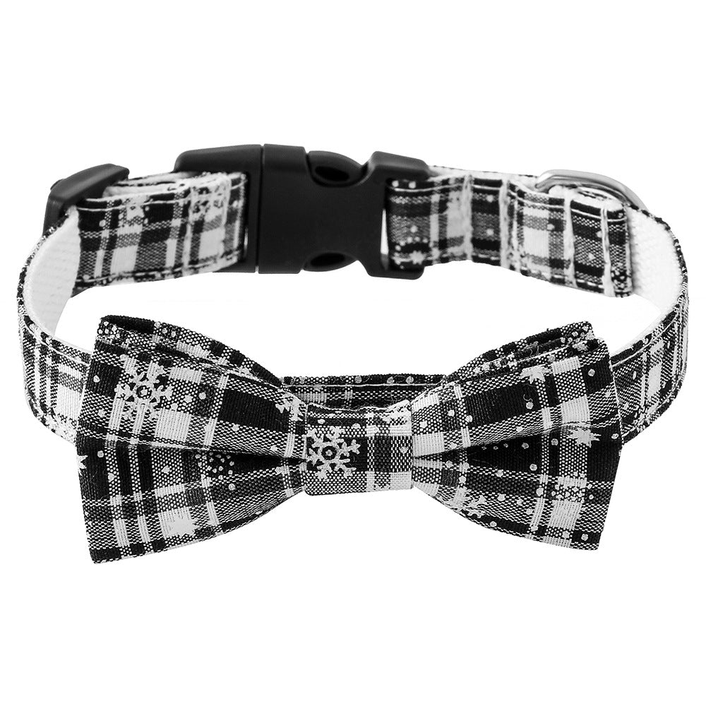Christmas Pet Dog Collar Hat with Snowflake Bowtie