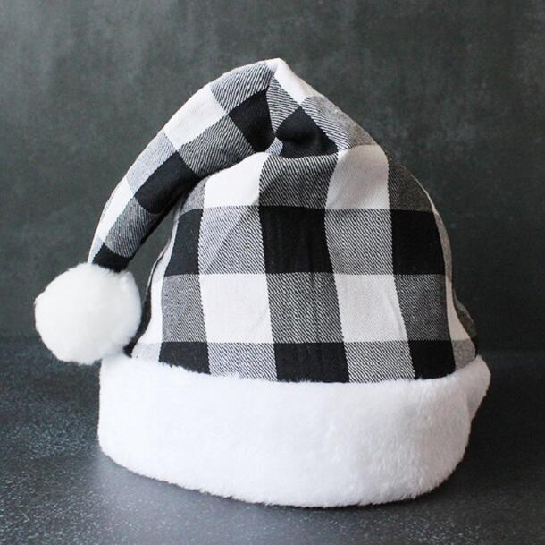 Festive Red Black White Checkered Christmas Party Hat