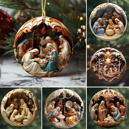3D Acrylic Nativity Christmas Ornament for Home Decor