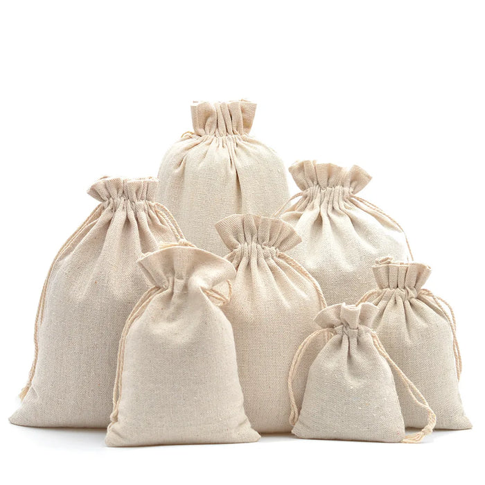 Cotton Drawstring Gift Bags — Pack of 10