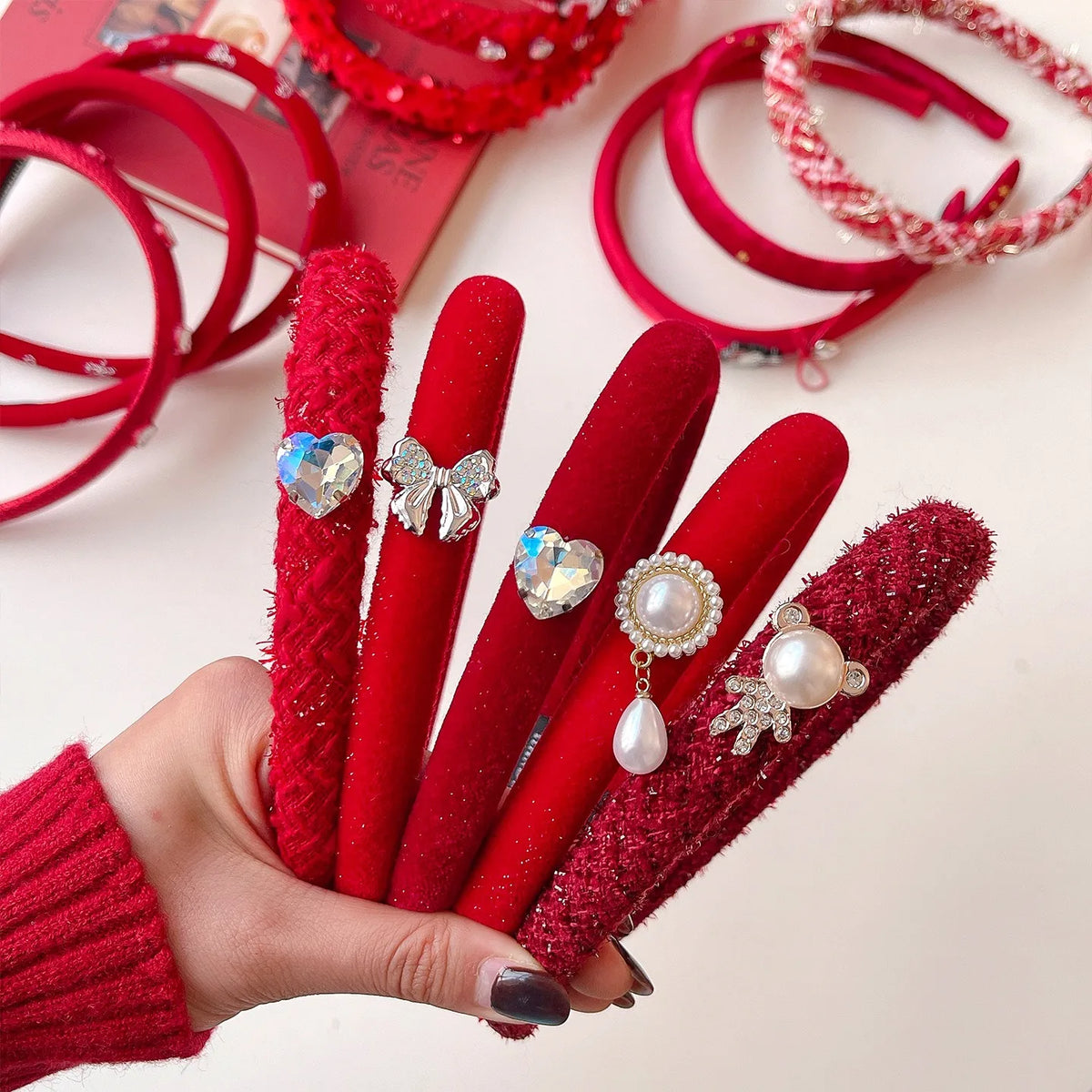 Wine-Red Holiday Headbands