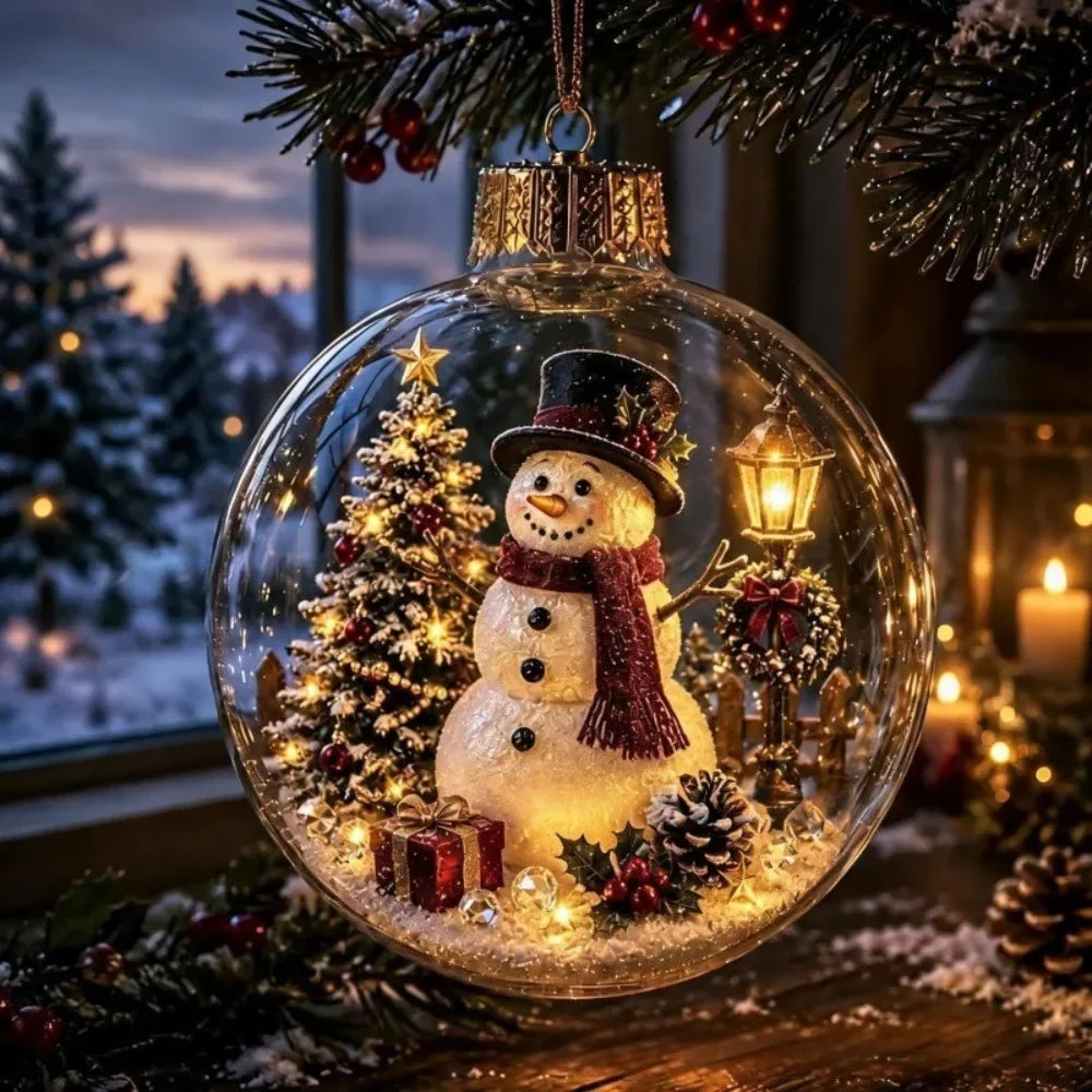 Clear Christmas Scene Ball Ornament