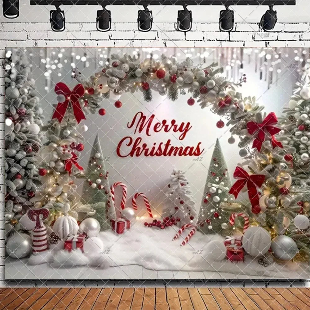 Santa & Fireplace Christmas Photo Backdrop