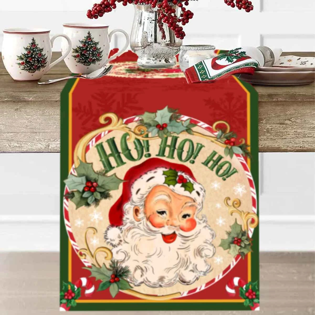 Santa & Holiday Motif Table Runner